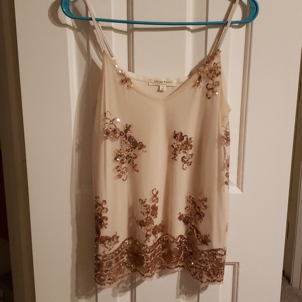 Blouse rose gold sequins